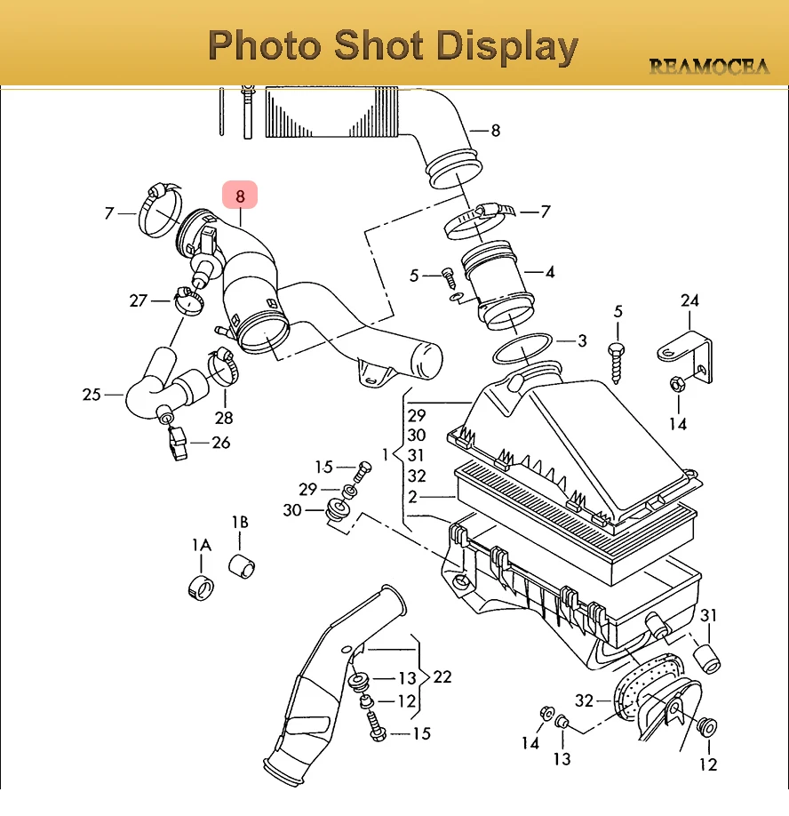Reamocea воздухозаборник шланг 1J0 129 684 NT 1J0129684CG подходит для VW Golf Mk4 Bora 1,6 двигатели для автомобиля Audi A3 1996 1997 2003 2004 2006