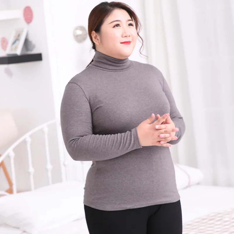 

Large Size Thermal Underwear Tops Turtleneck Shirts for Women 6XL Long Sleeve Pure Cotton Ladies Large Warming Winter Clothes