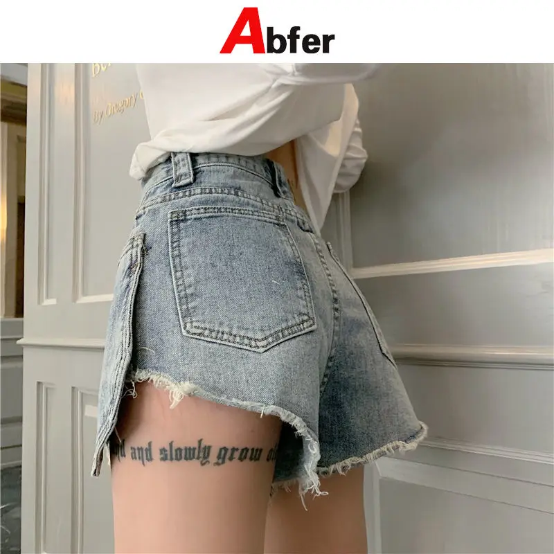 

Abfer Large Size 5XL Women 's High Waist Burr Patchwork Jeans Ladies Wide Leg Stacked Jeans Female Summer New Short Pants Y2k