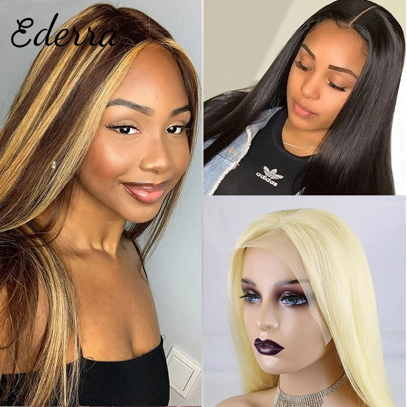 13*4 Lace Wig HD Transparent Human Hair Lace Front Wigs Remy Brazilian Straight Human Hair Wig Highlight 150% Denstiy Wig