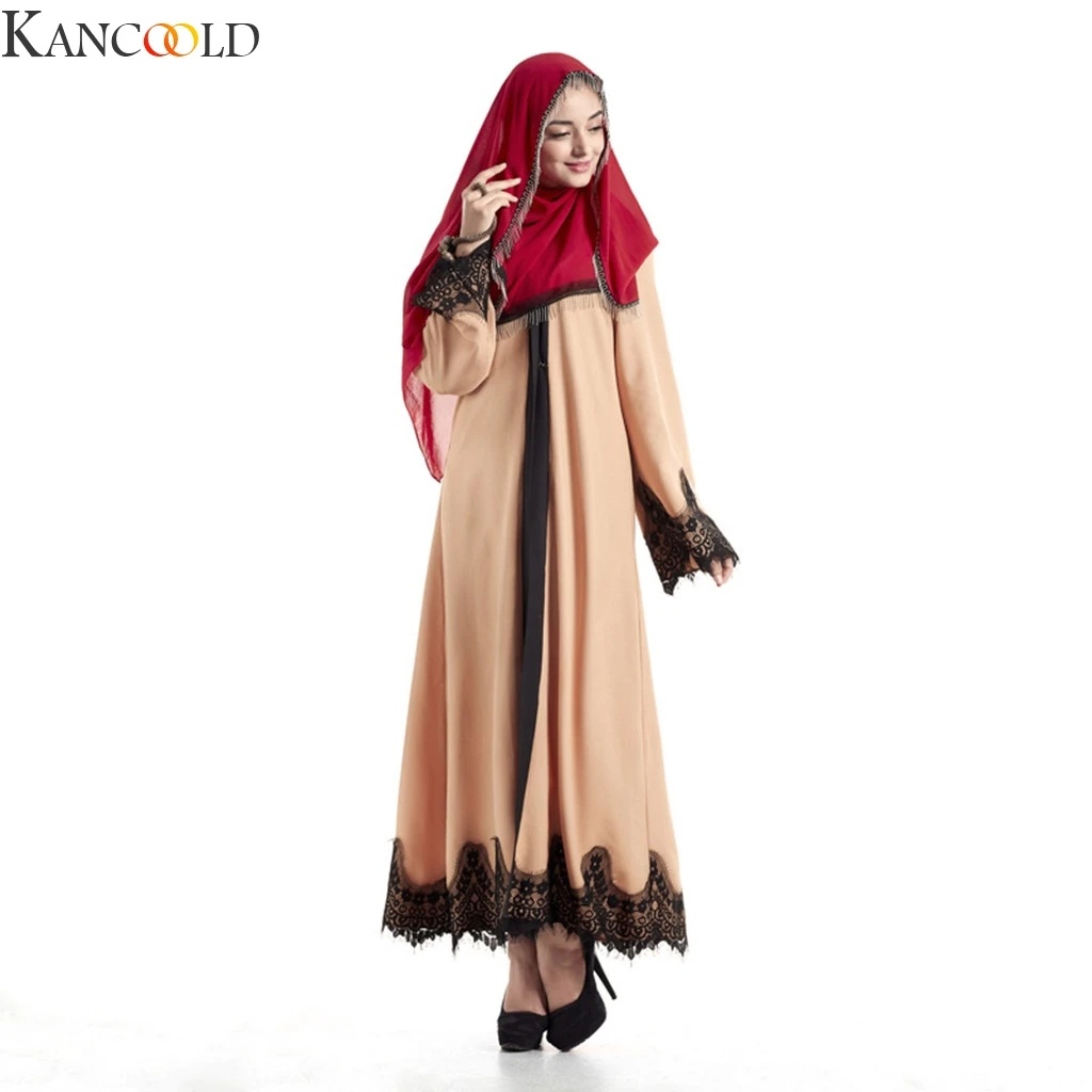 KANCOOLD элегантное мусульманское абайя платье кардиган халат турецкий хиджаб