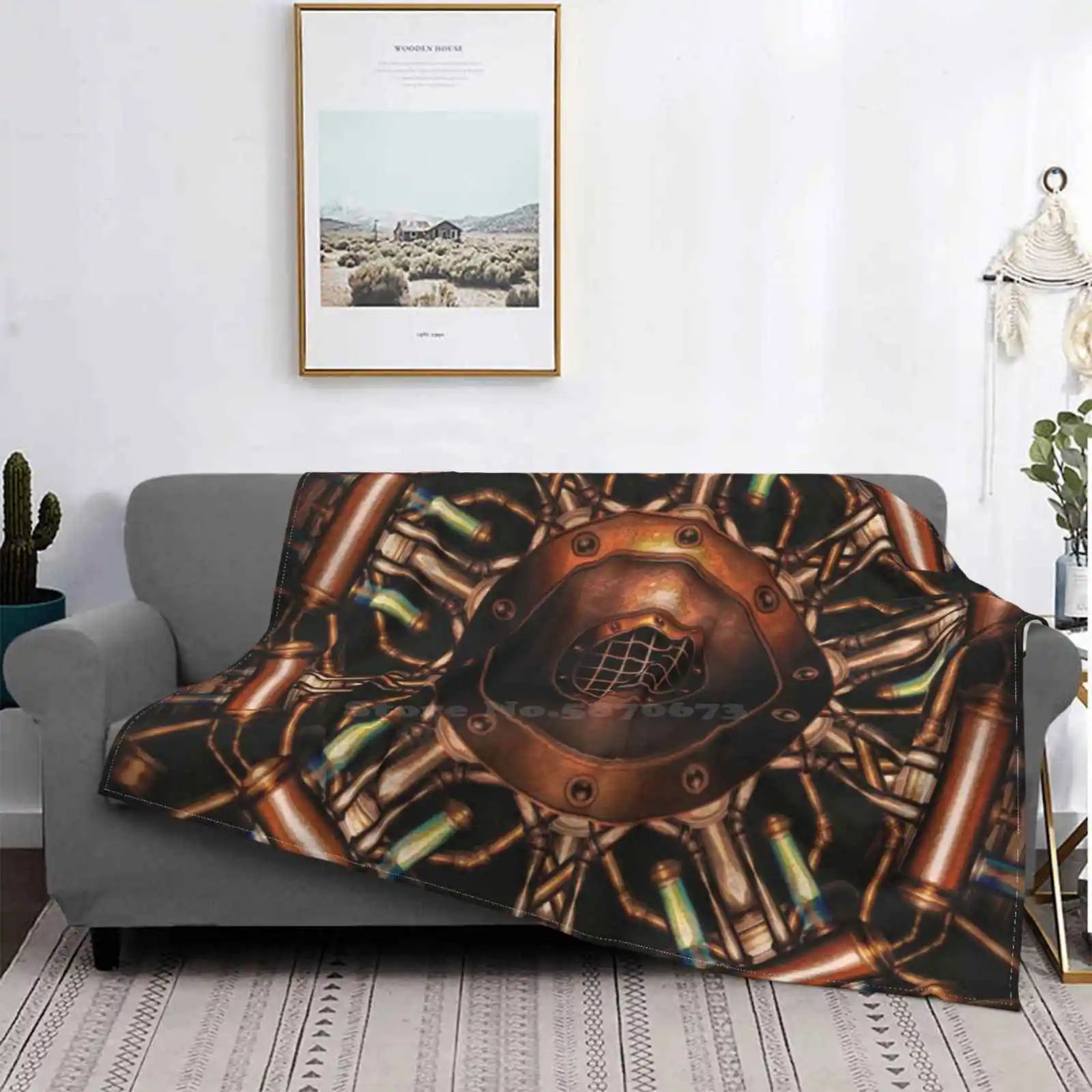 Manta de franela suave y fina con dise&ntilde;o creativo, Mandala m&iacute;stico, Steampunk, Punk, Illustratorg Steam Tesla-0