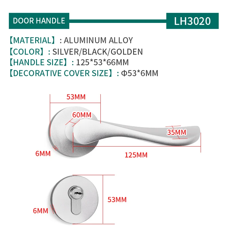 

MARIE LH3020 Furniture Black Door Handle For Interior Doors Lock Home Bedroom Door Knob Mute Split Lock Modern Door Lever Handle