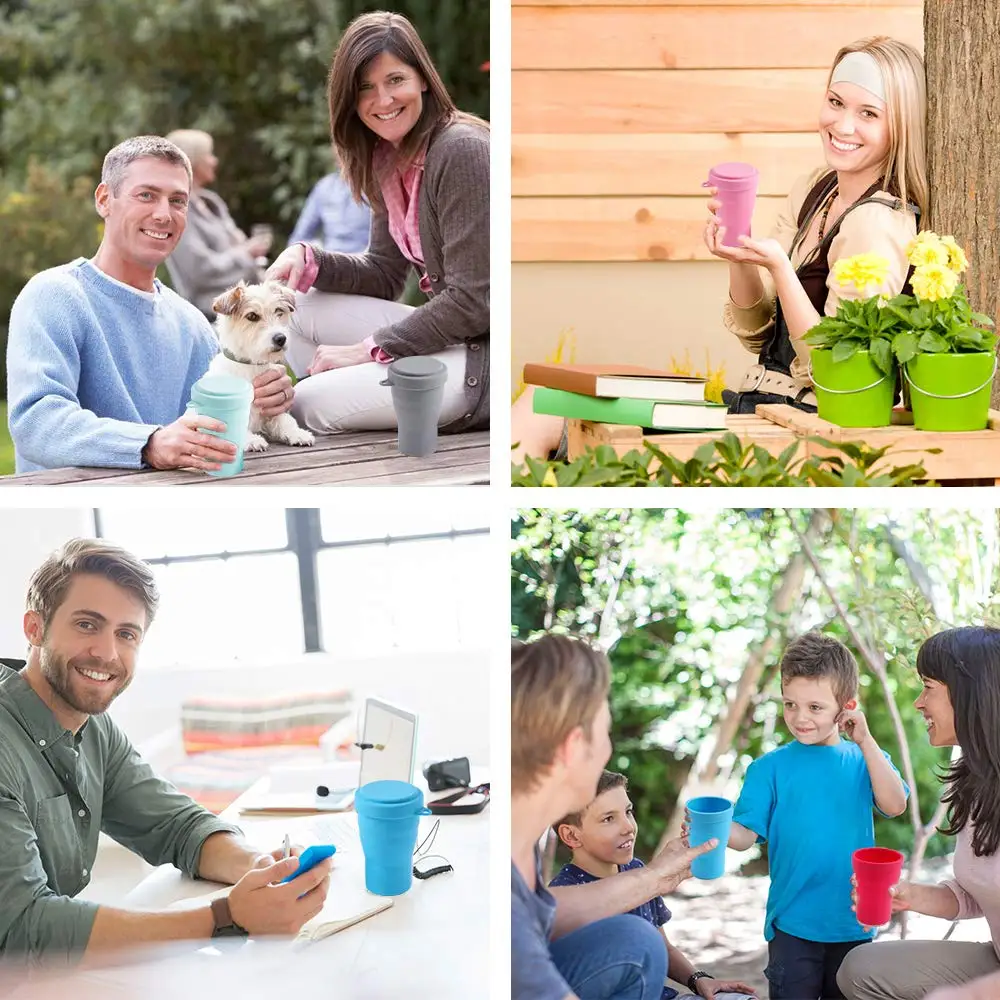 330 мл силиконовая складная чашка с крышкой 5 цветов Пищевая на открытом воздухе