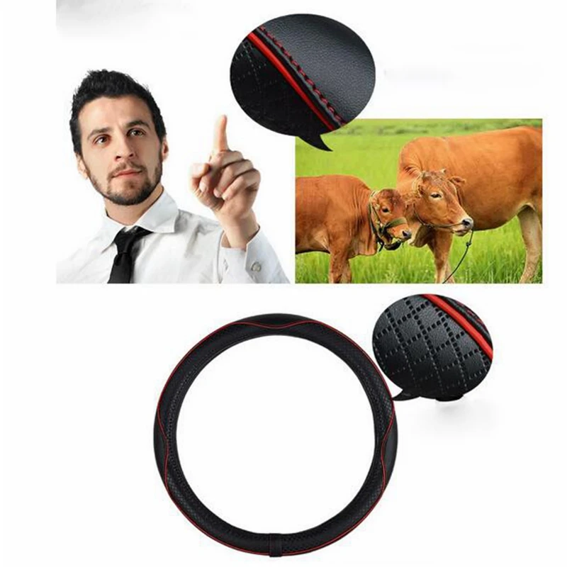 Кожаный Универсальный чехол на рулевое колесо 38 см автомобильный Стайлинг