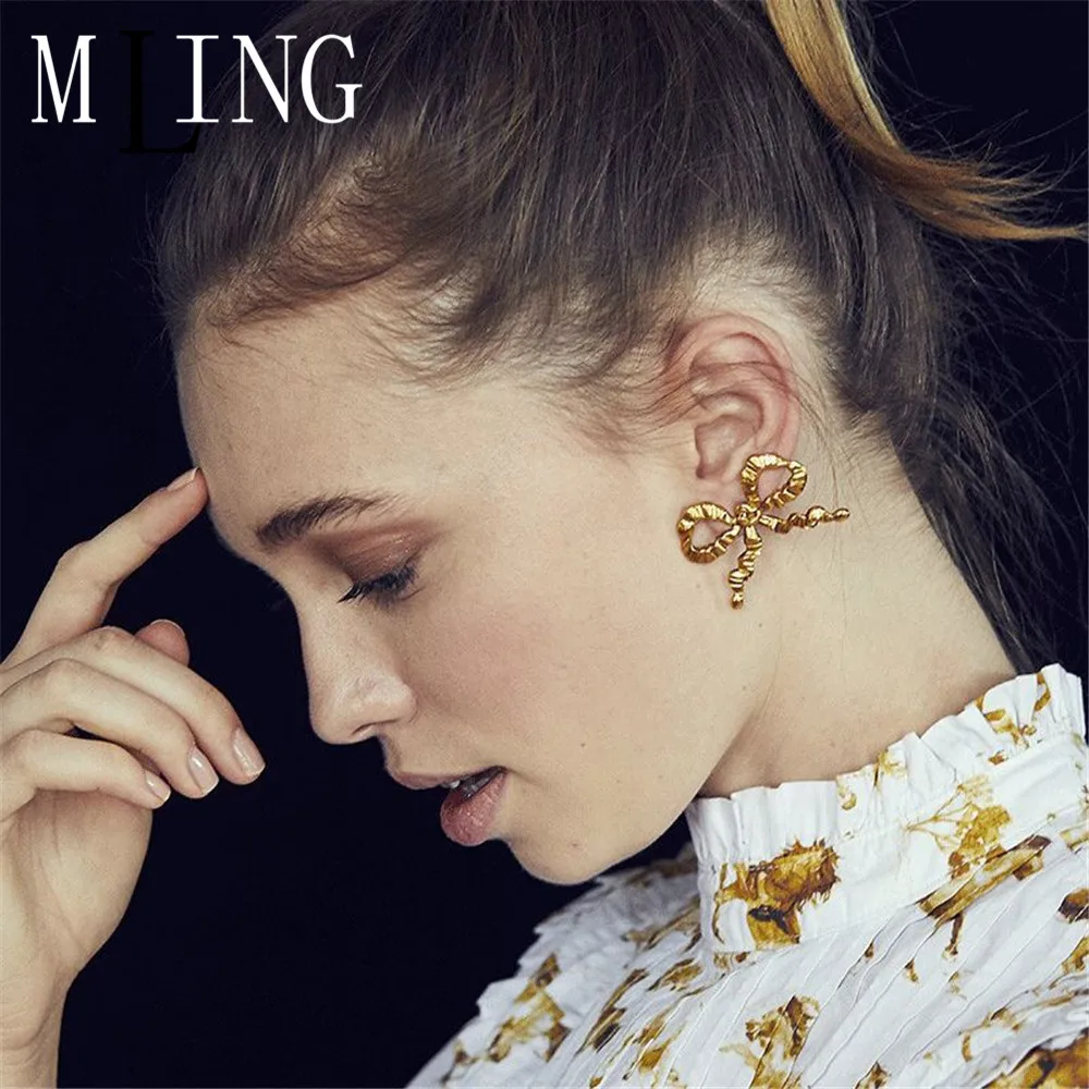 Женские винтажные серьги-гвоздики MLING простые геометрические серьги из золотого