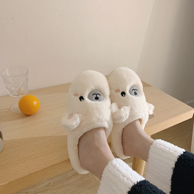 Женские хлопковые зимние домашние тапочки с милым рисунком в Корейском стиле