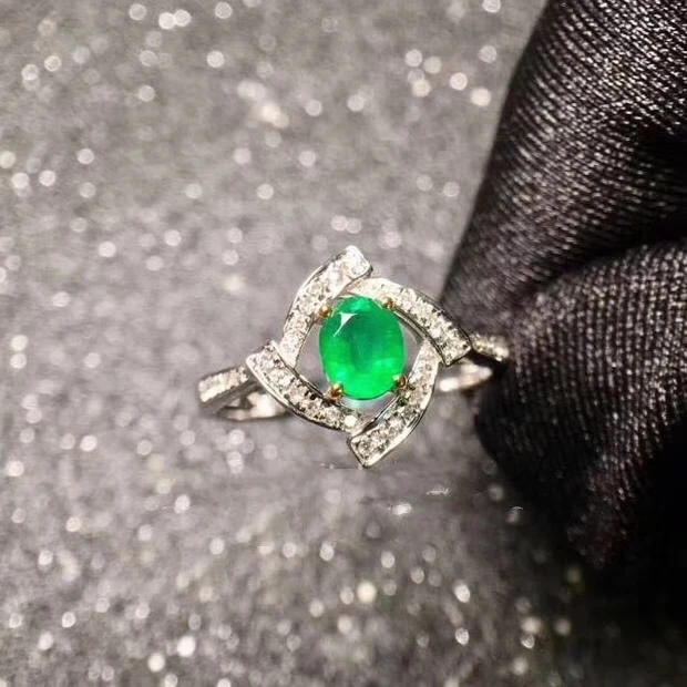 fashion windmill surround Natural green emerald gem Ring S925 Silver Natural Gemstone ring Women's party Rings party Jewelry