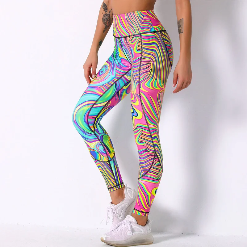 

Sexy Leggings Colorful Printed Fitness Leggings Women High Waist Push Up Sport Leggings Seamless Female Gym Pants