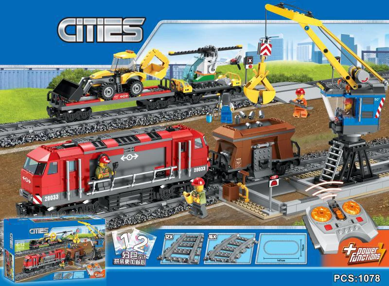1078 шт городской тяжелый поезд город строительные блоки мини фигурки Кирпичи