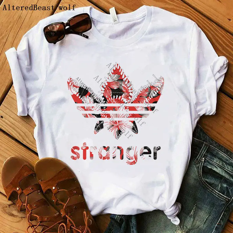 

Stranger Things 3 flowers T Shirt vogue Women Casual Tops T Shirts Eleven Female summer Clothing Harajuku o neck fashion t shirt