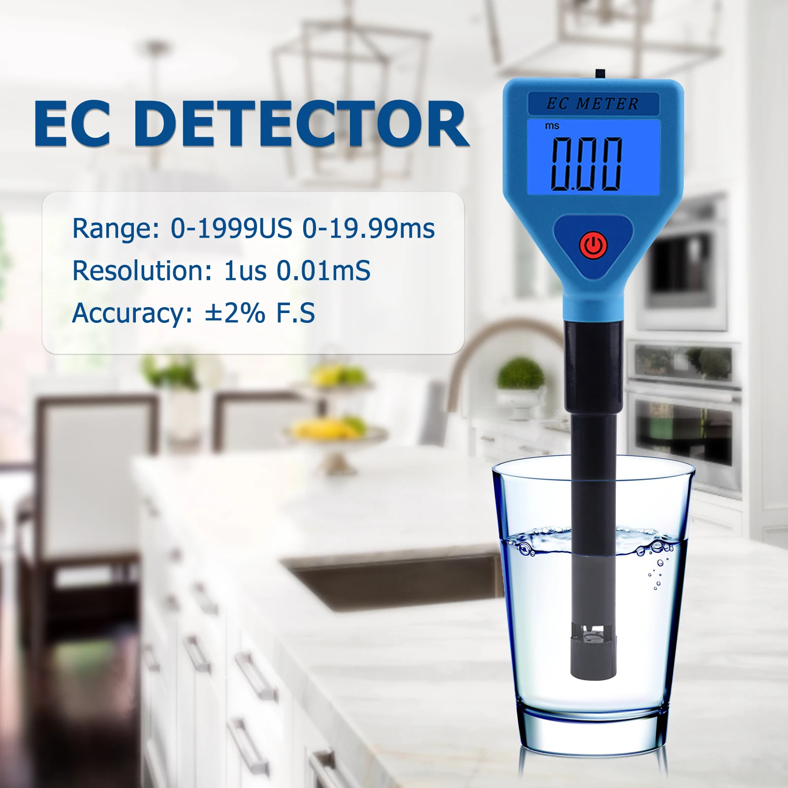 EC-98303 EC Meter Digital Water Quality Monitor Tester Water Analyzer for Pools Drinking Water Aquariums