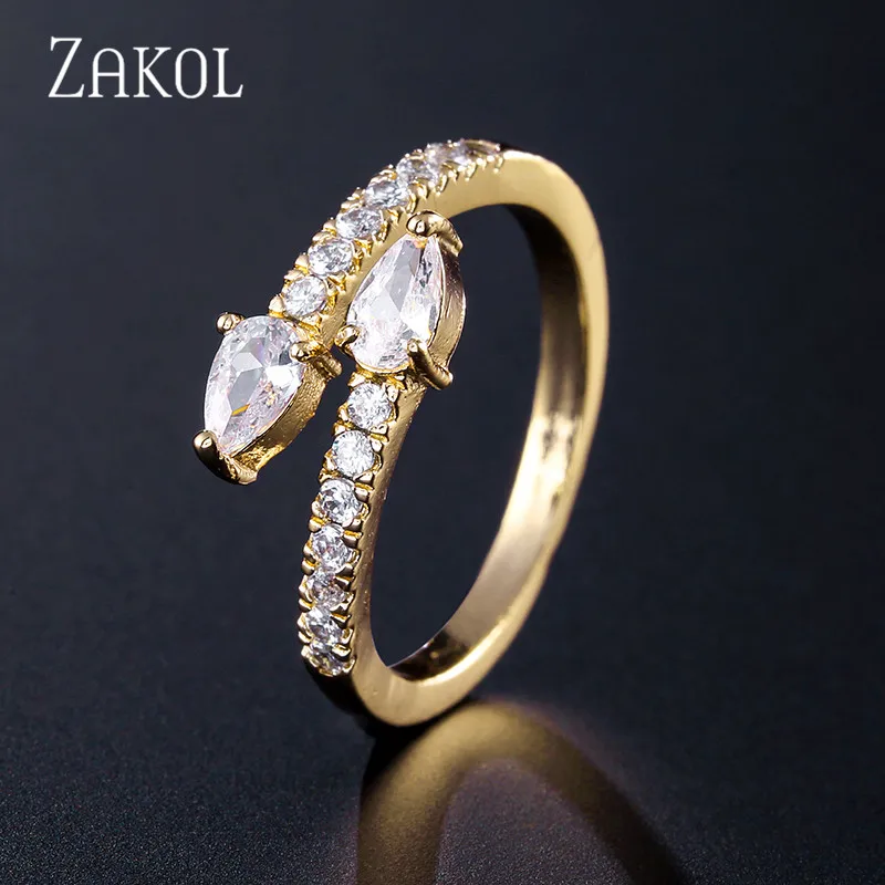 Женское Открытое кольцо ZAKOL свадебное украшение с кристаллами фианита FSRP2145 |