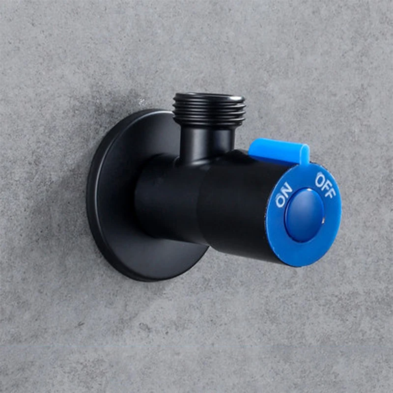 Медный черный толстый треугольный клапан для горячей и холодной воды стопорный