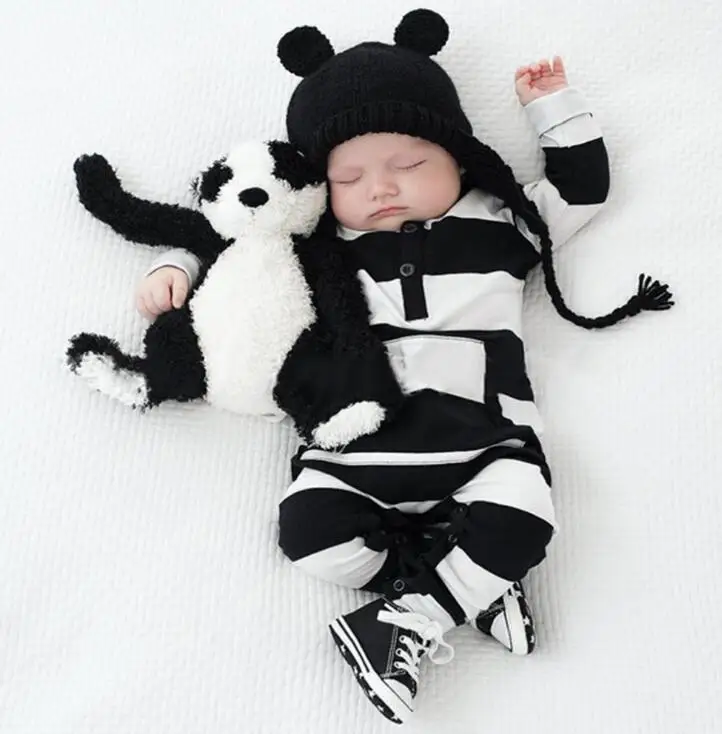 

Комбинезон для новорожденных мальчиков и девочек, хлопковый Ромпер, повседневная одежда в полоску, на лето