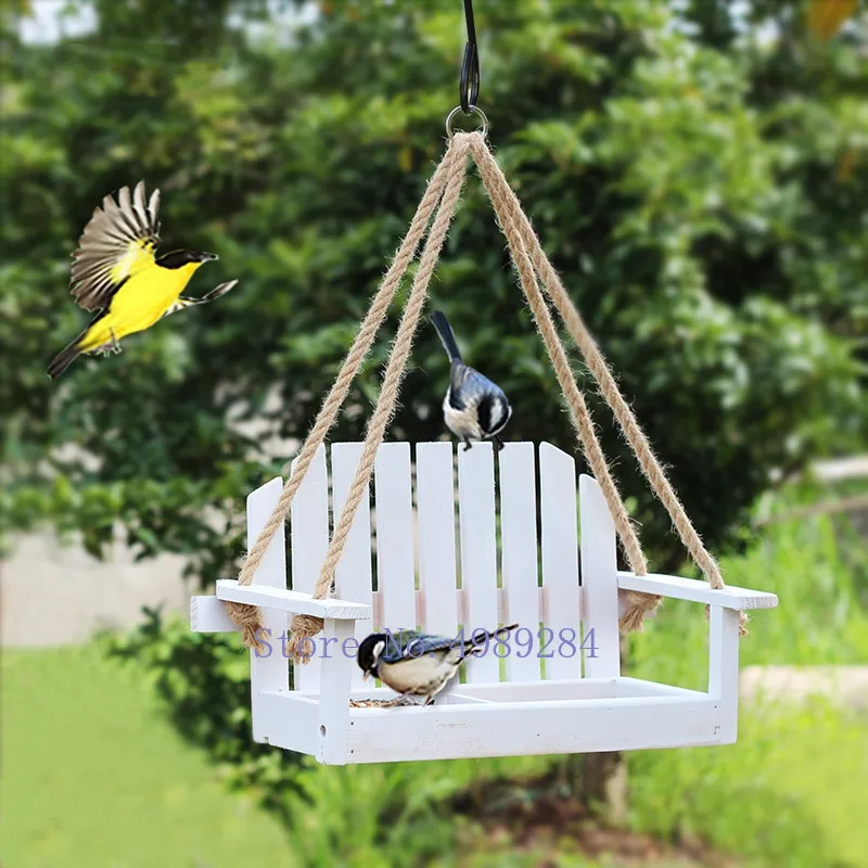 Креативная кормушка для птиц белое деревянное кресло сада внутреннего дворика