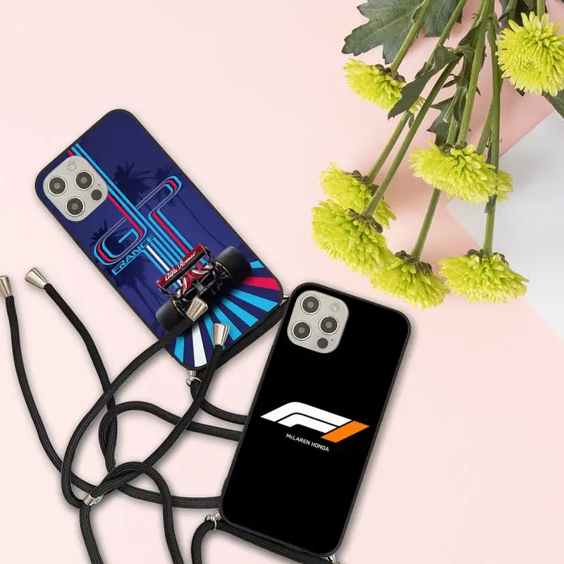 

Formula 1 F1 Painted cAR Phone Case For iPhone 7 8 11 12 X XS XR MINI Pro Max Plus Strap Cord Chain Lanyard soft