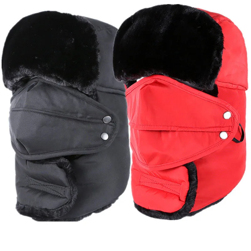 Зимняя шапка для женщин и мужчин утолщенная бархатная теплая бомбер Шапка бини