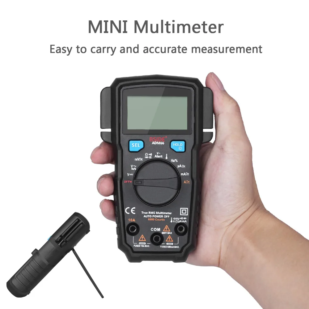 Portable Digital Multimeter BSIDE ADM66 Auto Range True RMS Multimetro DC AC Voltmeter Ammeter Thermometer Ohm diode Tester | Инструменты