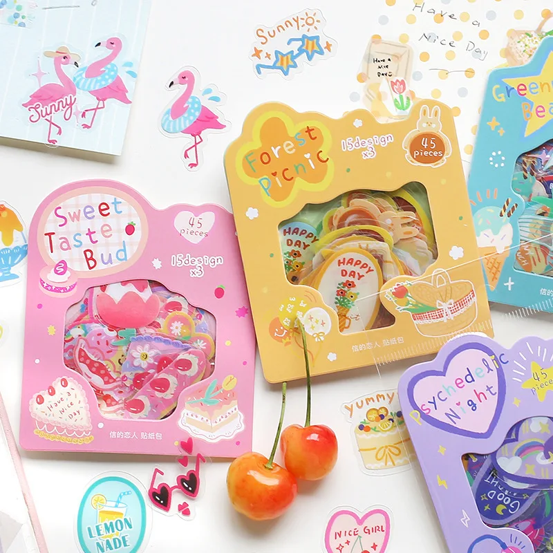 

4 Kinds of Design Daydream Series Colorful Cute Cartoon Style Kawaii Mini Sticker Decoration DIY Pocket Sticker Materia