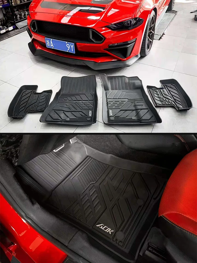 

Fully Surrounded Foot Pad For Ford Mustang 2015 -2018 2019 2020 Car Waterproof Non-Slip Rubber Floor Mat TPE Car Accessories