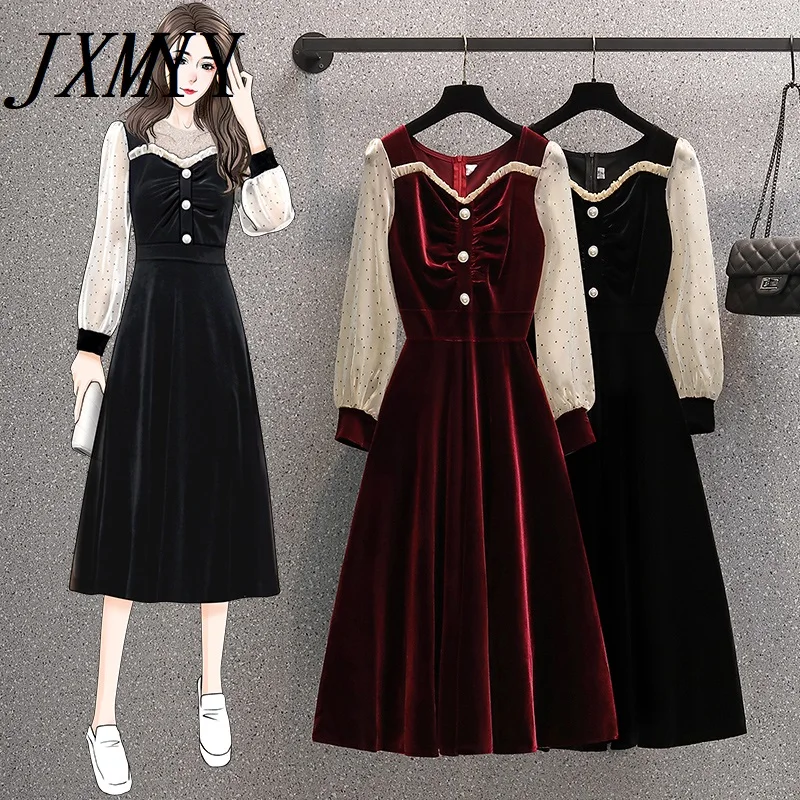 

Новая женская осенняя Свободная юбка JXMYY в виде живота, тонкое яркое модное Повседневное Платье популярного цвета с длинными рукавами