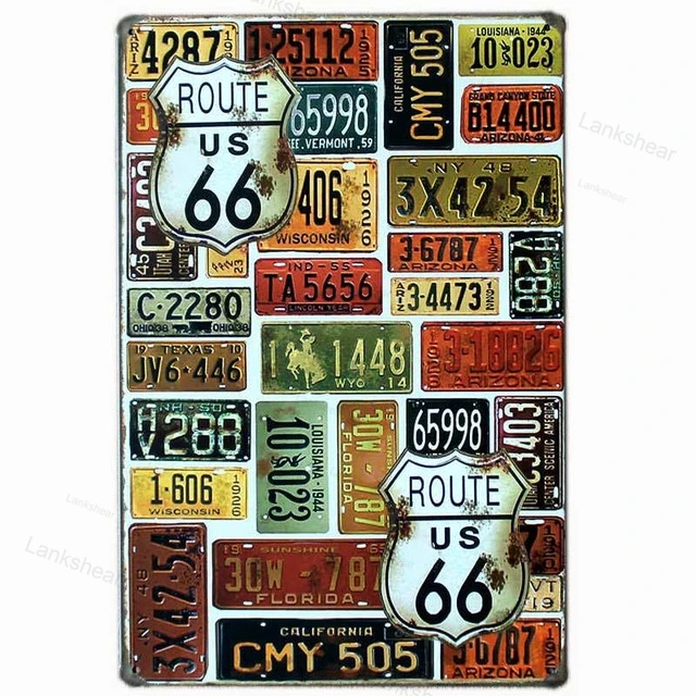 Route 66 Signs Decoracion Retro Plate Enamel Vintage Garage Plaques Metal Posters Club Bar Decorative Home Decor 20X30Cm | Дом и сад