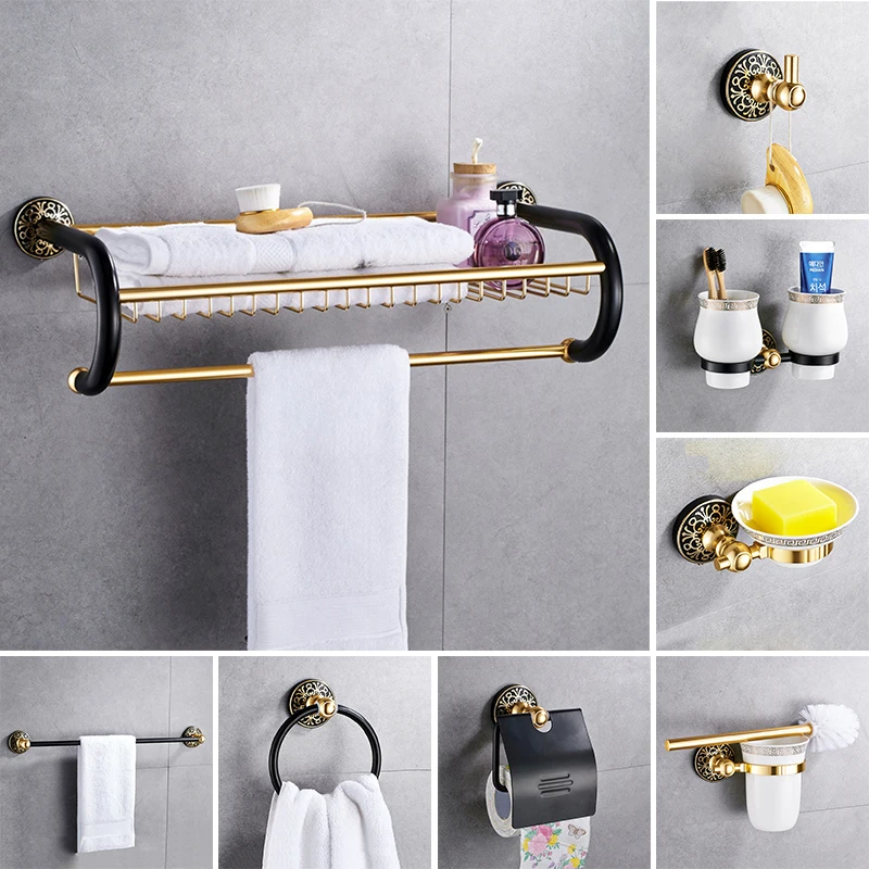 

Аксессуары для ванной, набор принадлежностей для ванны белого и золотого цвета, вешалка для полотенец, держатель для бумаги, держатель для т...