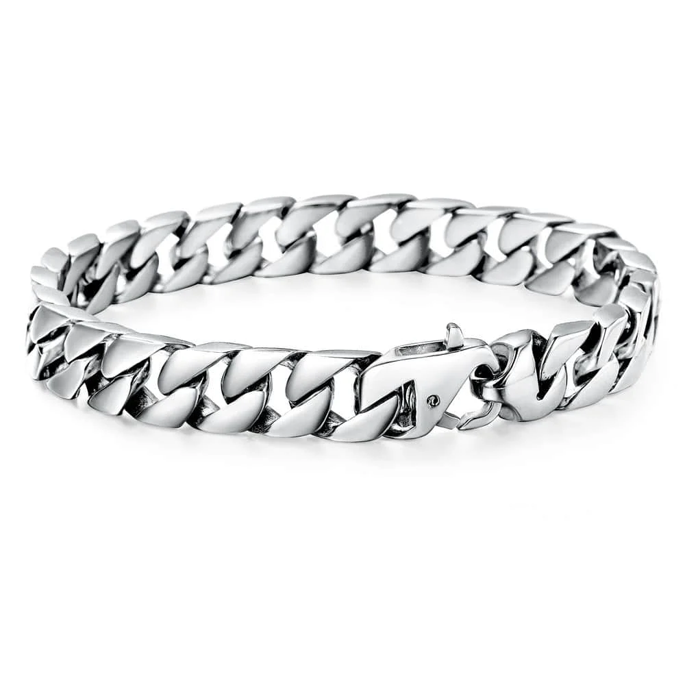 Silver HB509 10 мм мужской браслет с кубинской цепочкой для мужчин s мальчиков 316L нержавеющая сталь серебро золото ювелирных изделий 8-11 дюймов HBM123 - Окраска металла: Silver HB509