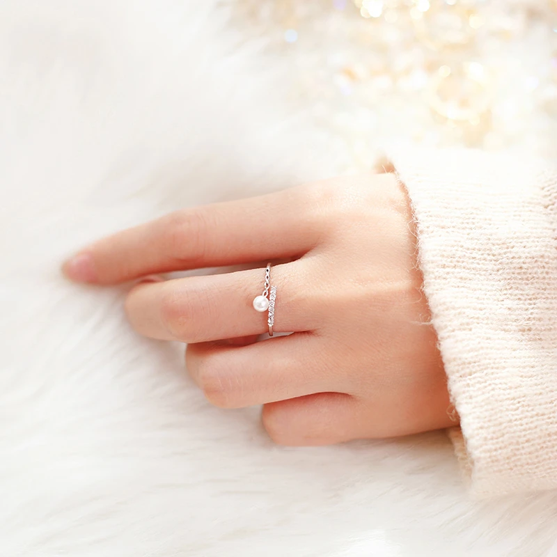 Sodrov Wedding Jewelry Rings Pearls 925 Sterling Silver Engagement For Women Round Bands Man -made | Украшения и аксессуары