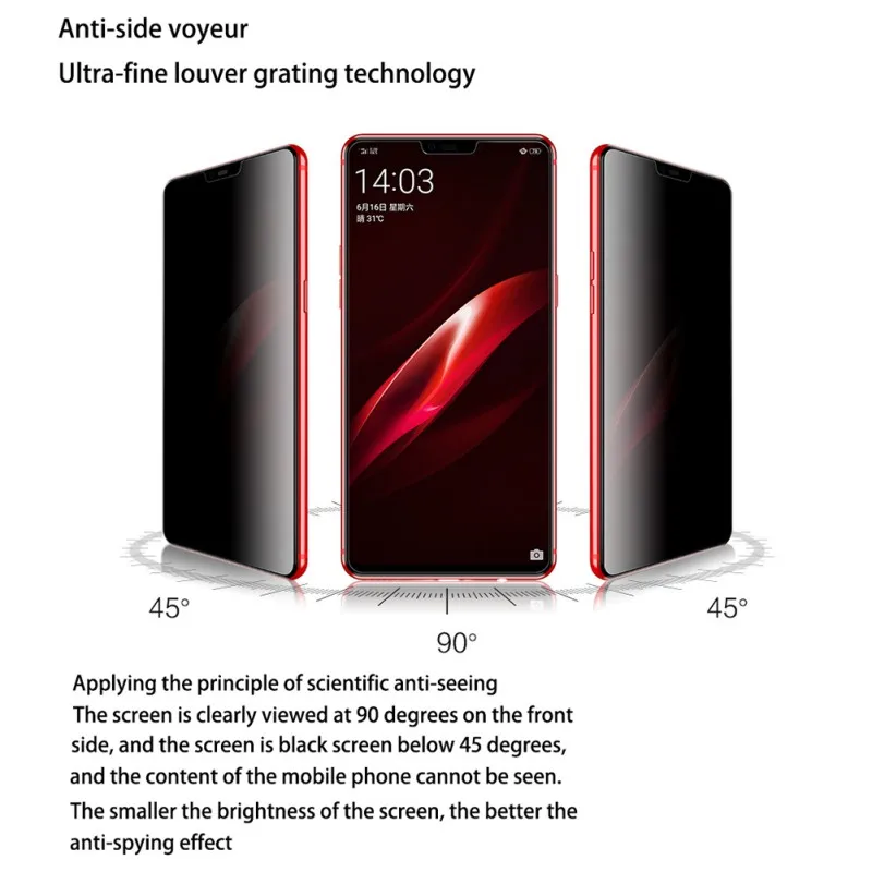 Transparen Prevent Peeping Anti-fingerprint Tempered Glass Screen Protector For Huawei Mate10 10 Pro P20 iphone 7 8 7P 8P X | Мобильные