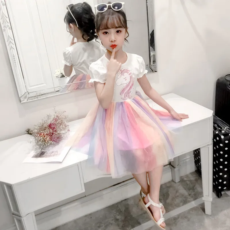 

Princess Dress New Summer Cute Color bebe Dress Children's Clothing Baby Girl Dress Party Children's Mesh Fairy Dress Pink