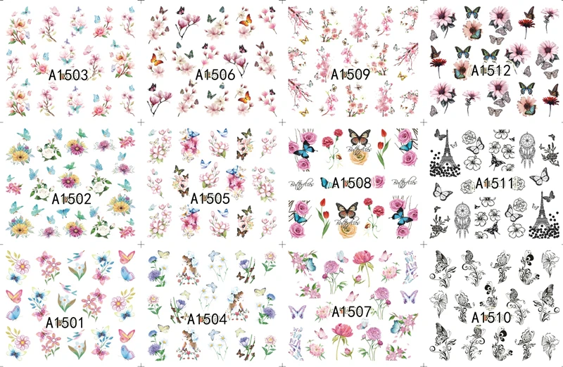 12 видов конструкций/лист Красота Фламинго разные варианты дизайна полный