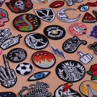 punk skull iron on patches on clothes evil eyes lips bird flowers patches for clothing thermoadhesive embroidered patch badges