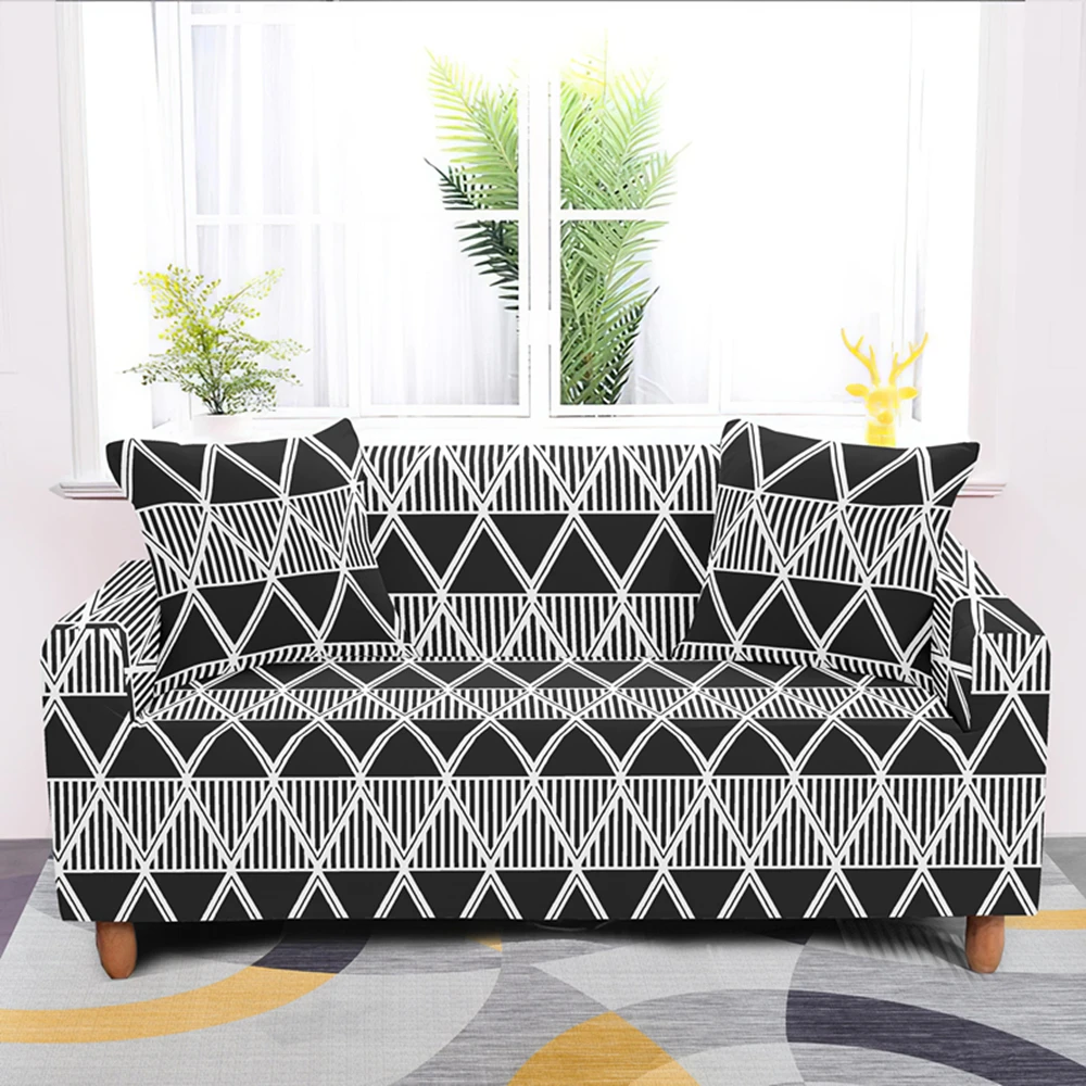 Геометрическая Упругий Диван Крышка для Гостиная современный вид в разрезе