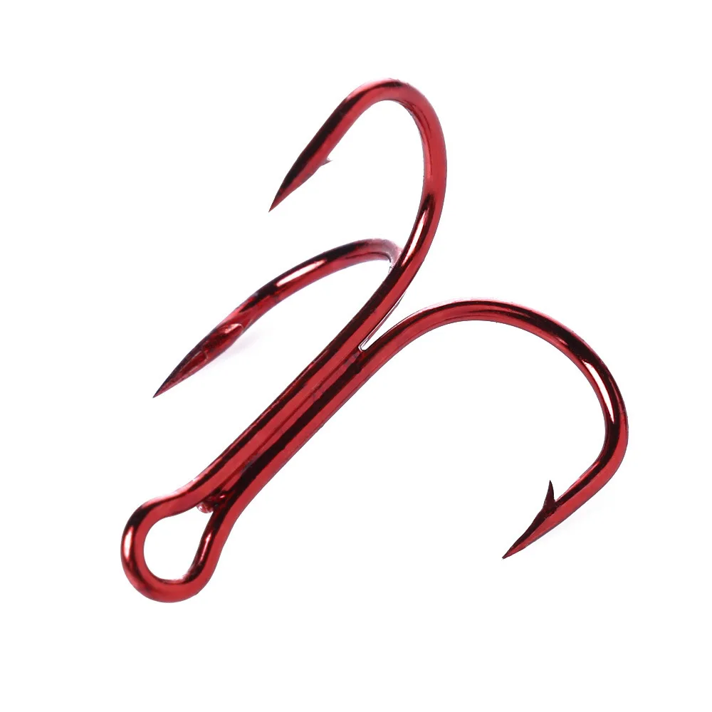 

10pcs Red Lure Treble Hook Anchor Hook Carbon Large Anchor Hook Barbed Fishhook Trident Hook Three-Claw Hook Fishing Gear