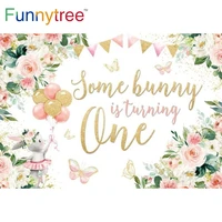 funnytree 1st birthday party background bunny spring easter flowers girl baby shower banner newborn pink photophone backdrop