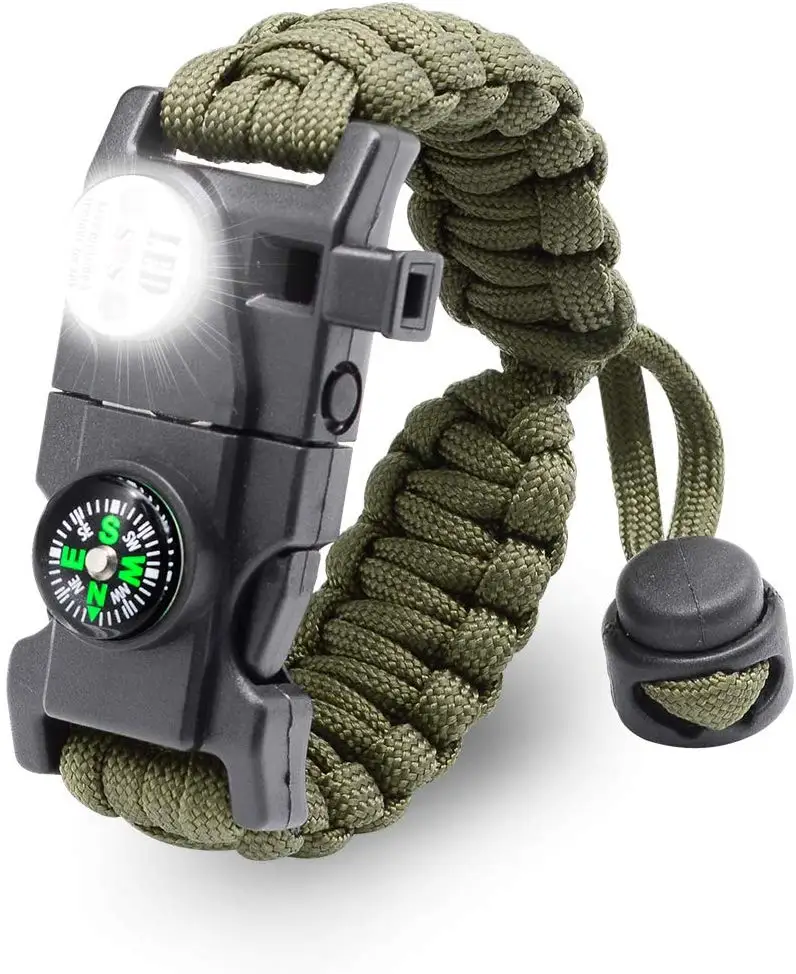 Army Открытый Паракорд выживания 7 в 1 Многофункциональный лазерный фонарик браслет ручной работы инфракрасное оборудование инструмент для кемпинга путешествия - Цвет: Army