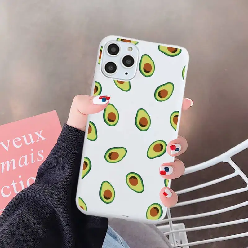 

Cartoon cute fruit avocado Phone Case Candy Color for iPhone 6 7 8 11 12 s mini pro X XS XR MAX Plus