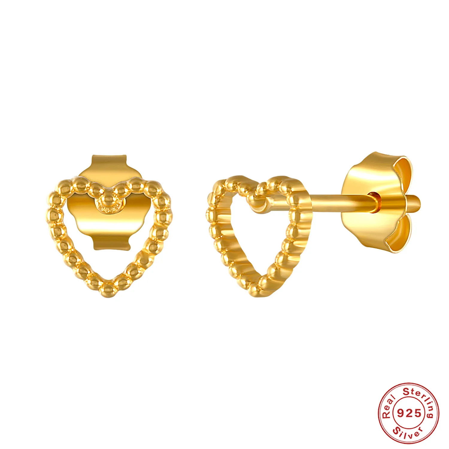 

CANNER Round Beads Heart-shaped 925 Silver Earrings For Women 2021 Fine Anniversary Valentine's Day Gift boucle oreille femme