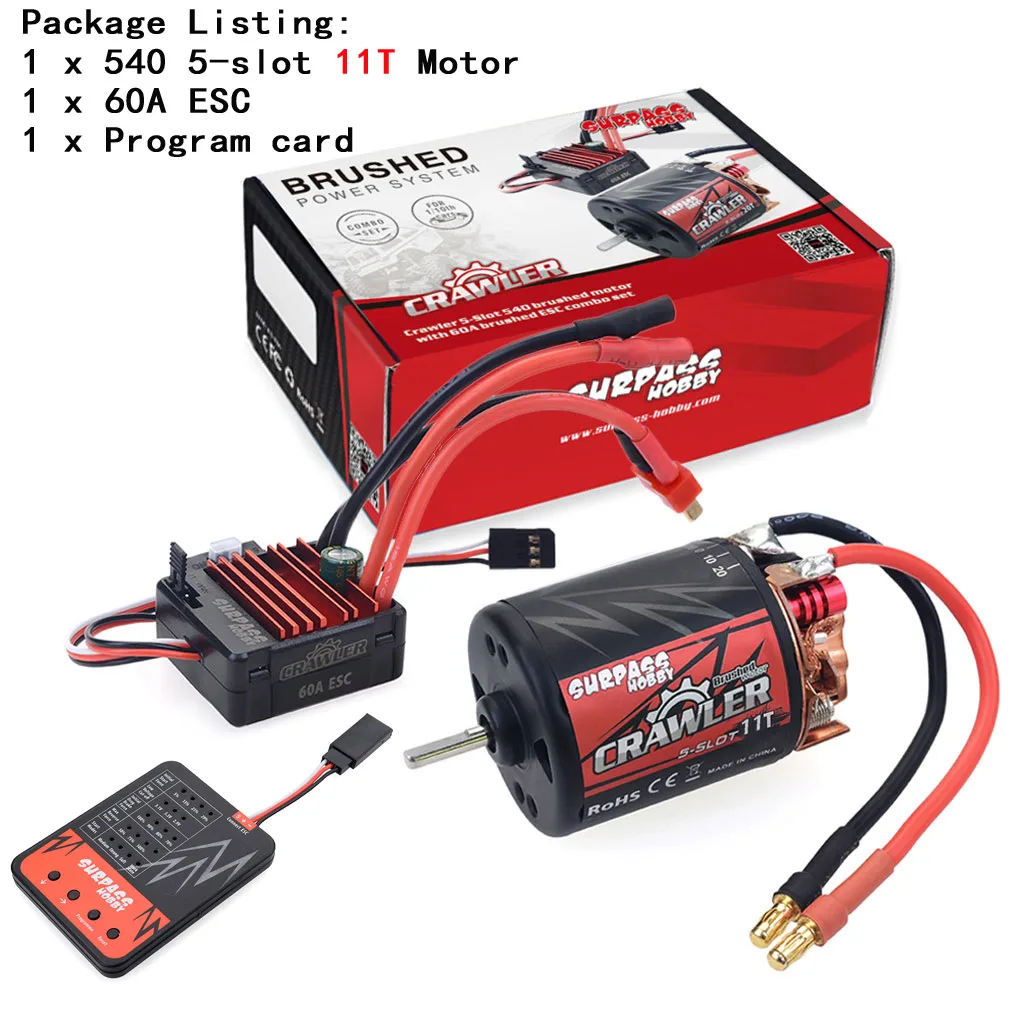 Motor cepillado con 5 ranuras, 540, 11T, 13T, 16T, 20T, con 60A ESC, para coche teledirigido Redcat Volcano EPX, Blackout XTE, Traxxas, TRX-4, 1/10-2