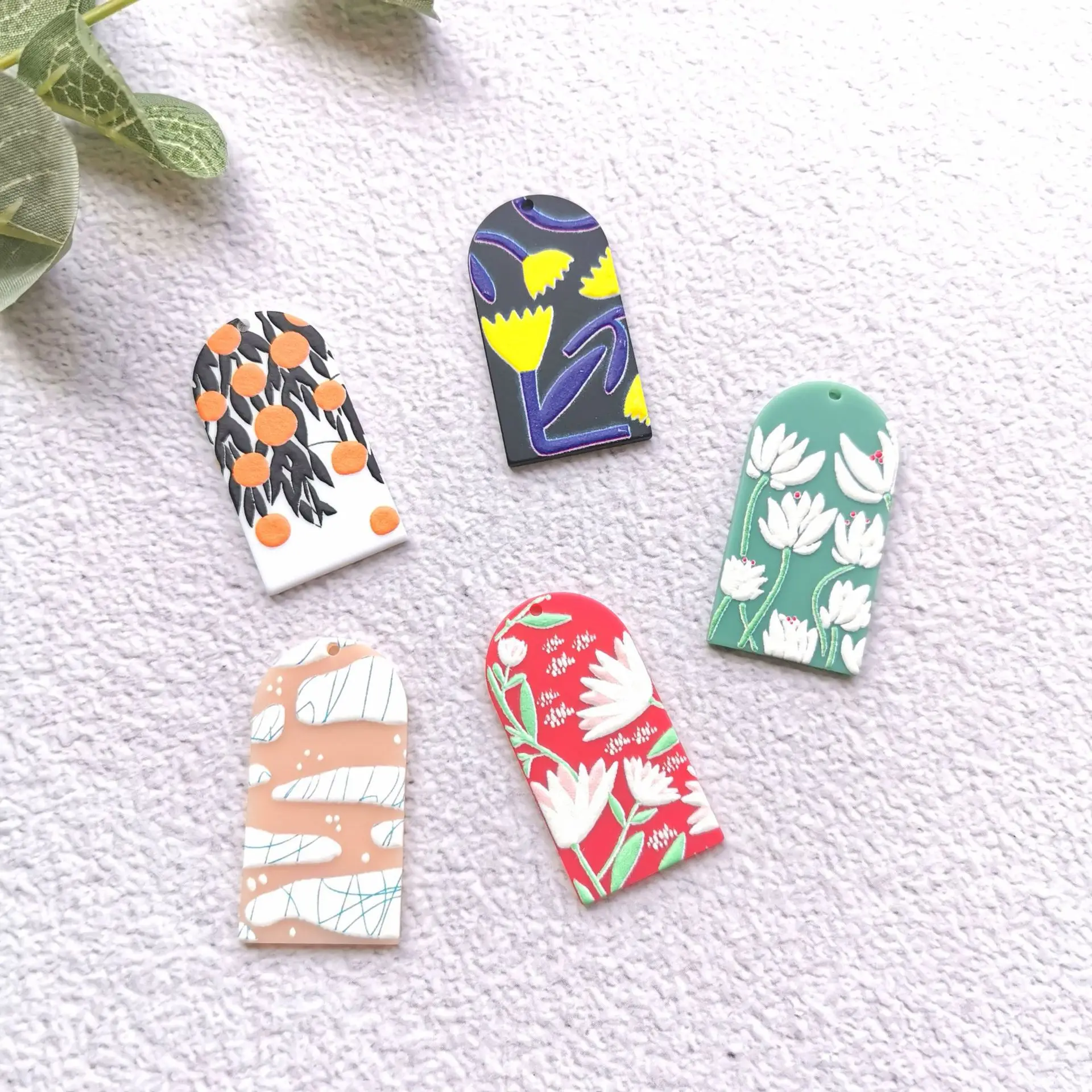

50PCS/lot Van Gogh Oil Painting Flowers Fruit Hand Made Earrings Connectors DIY Pendant Jewelry Findings Components Charms