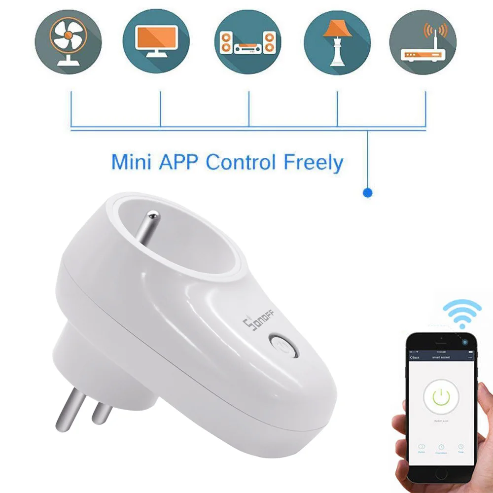 Интеллектуальный выключатель света Sonoff S26 умная розетка Wi-Fi разъем таймер
