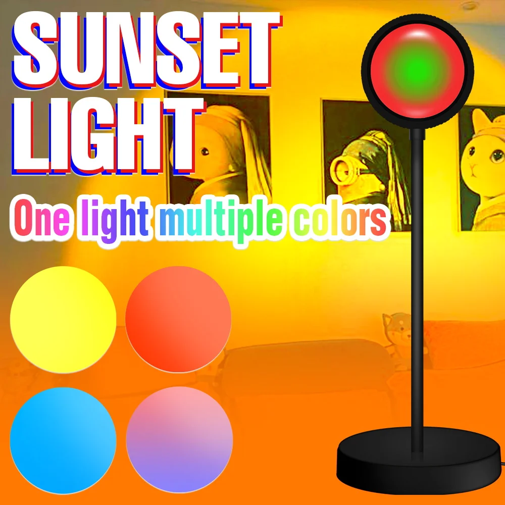 

LED Sunset Light USB Rainbow Projection Lamp 5V Neon Ambient Light LED Night Lamp Bulb 15 Colors Photo Filter Indoor Photography