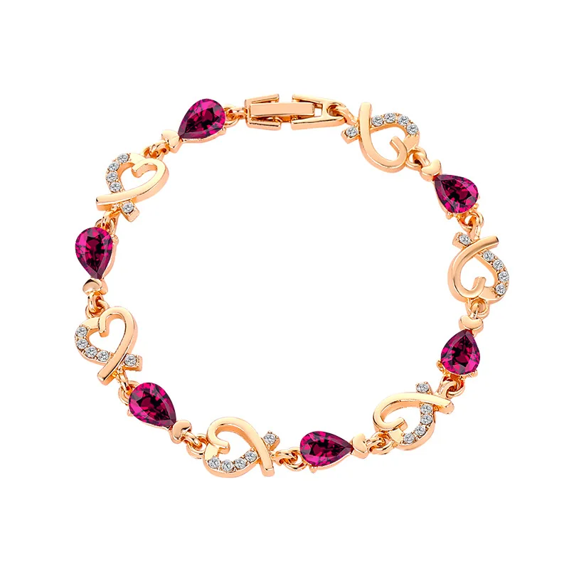 

2020 new fashion boho charms hollow heart bracelet retro crystal zircon luxury jewelry bangles for women gold charm bracelet