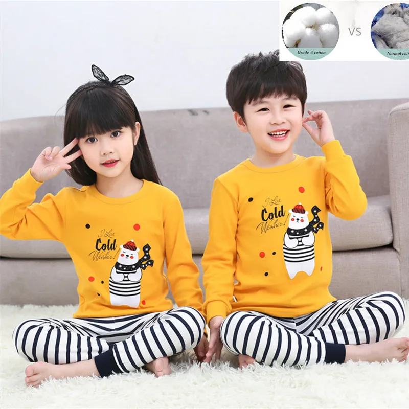 Детские пижамы осенняя одежда для сна мальчиков и девочек малышей пижамные