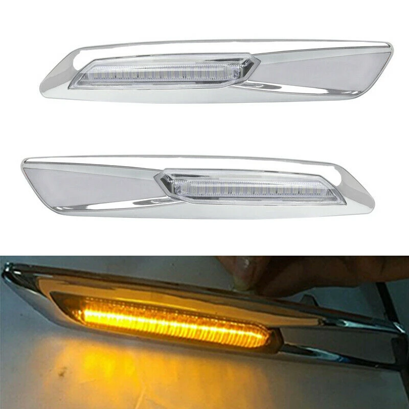 Chrome LED Side Marker Turn Signal Indicator Lights for BMW 3-Series E46/E90/E91/E92 E93 | Автомобили и мотоциклы