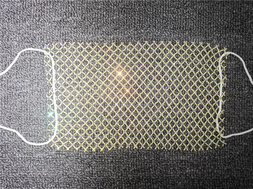 

Shiny Rhinestone Hollow out Fishnet Face Mask for Female Face Accessories Party Nightclub Cover Face Jewelry