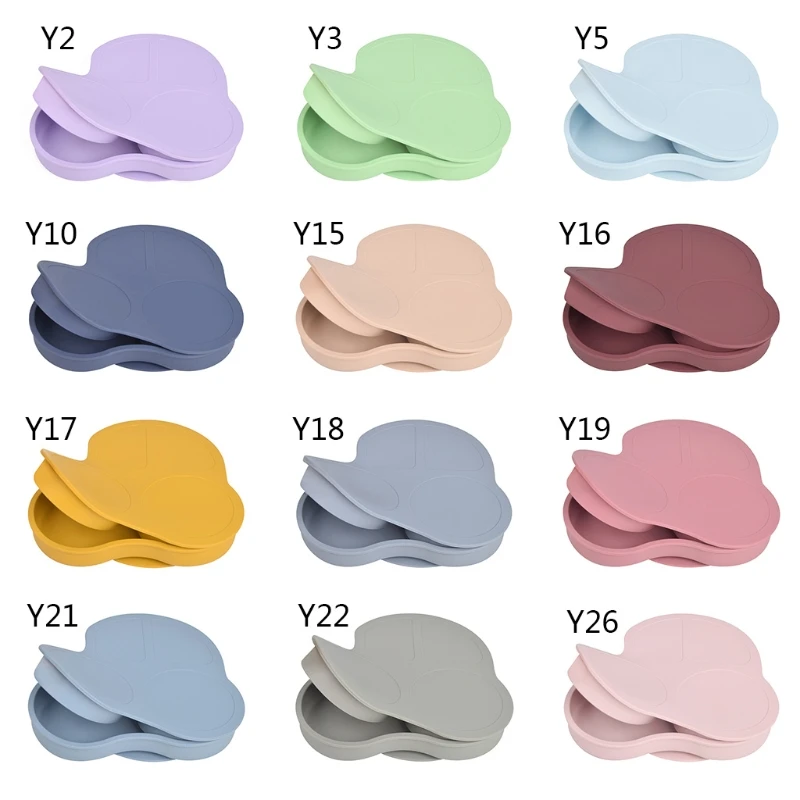 

B2EB Baby Suction Cup Bowl Non-toxic BPA-Free Silicone Car Shape Divided Dinner Plate