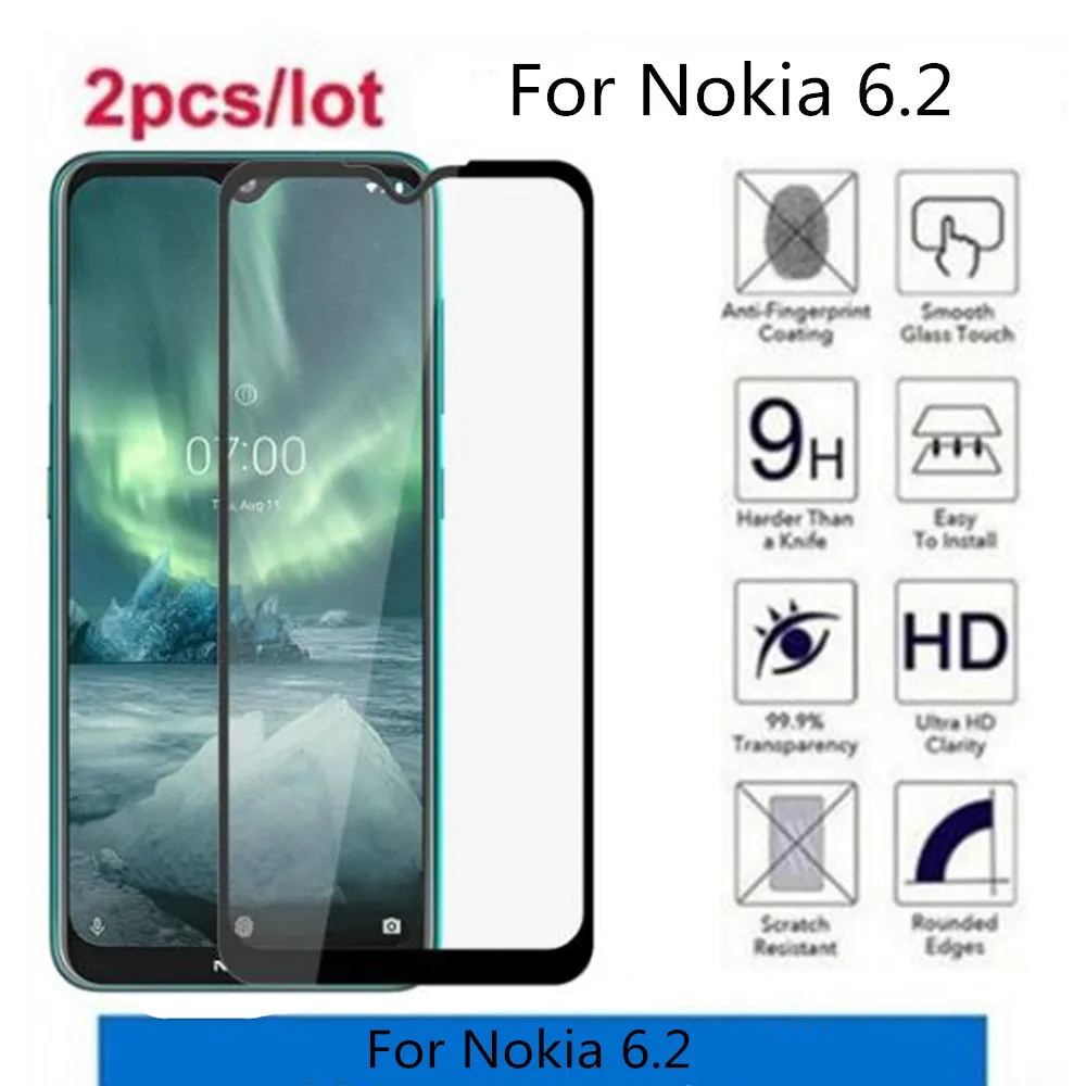 Полностью приклеенное закаленное стекло для Nokia 6 2 Защитное экрана закаленная